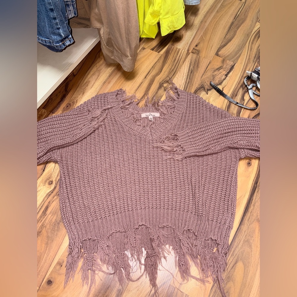 Distressed Purple/pink Knit Sweater